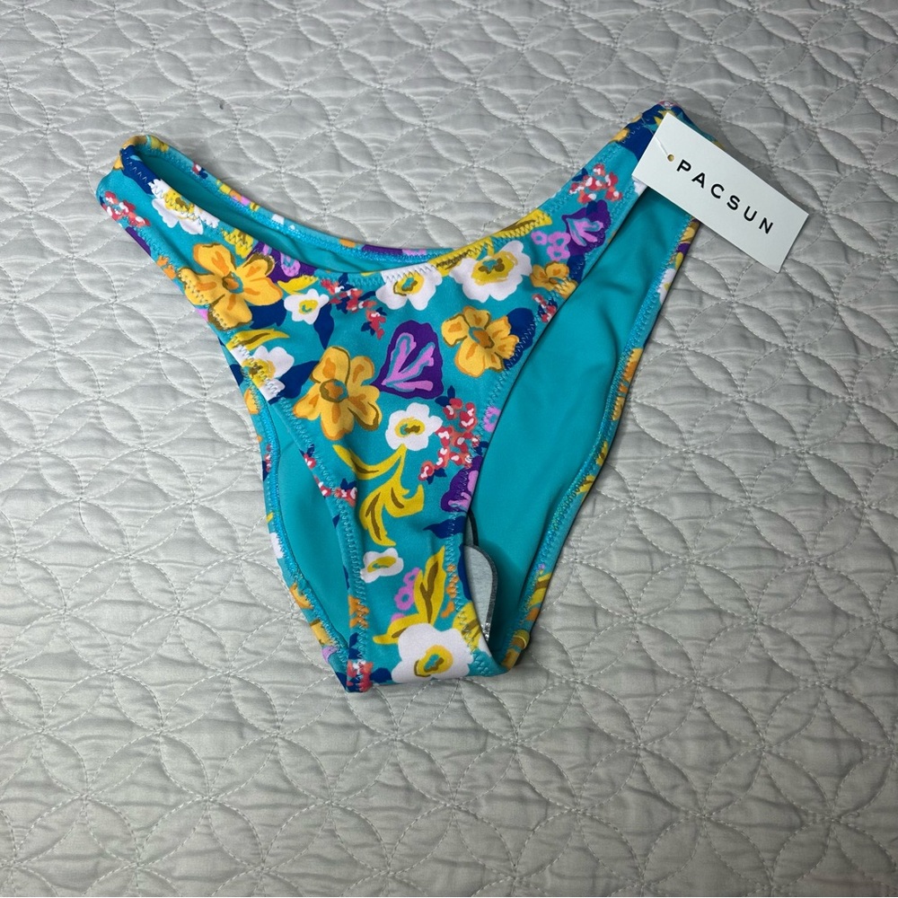 Pacsun Eco Blue & Pink Erica High Cut Bikini Bottom